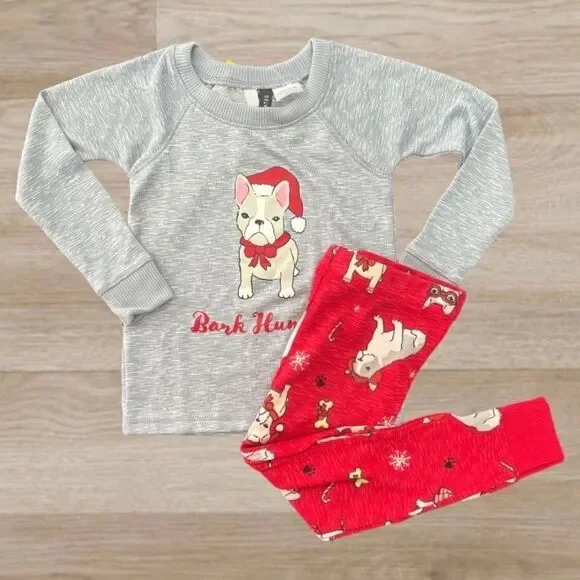 NWT Boy or Girl Toddler Christmas PJs French Bulldog 2T