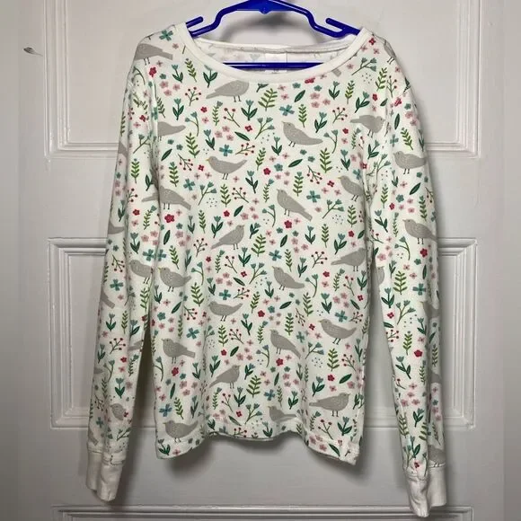 MINI BODEN Kids Bird & Flowers Print Long Sleeve Pajama Sleepwear Lounge Set 11Y