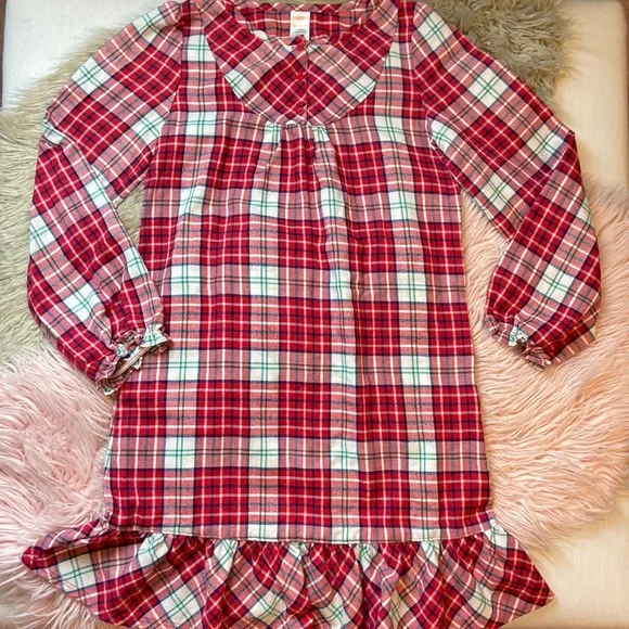 Gymboree Christmas Plaid Nightgown Pajamas Sz L 10-12