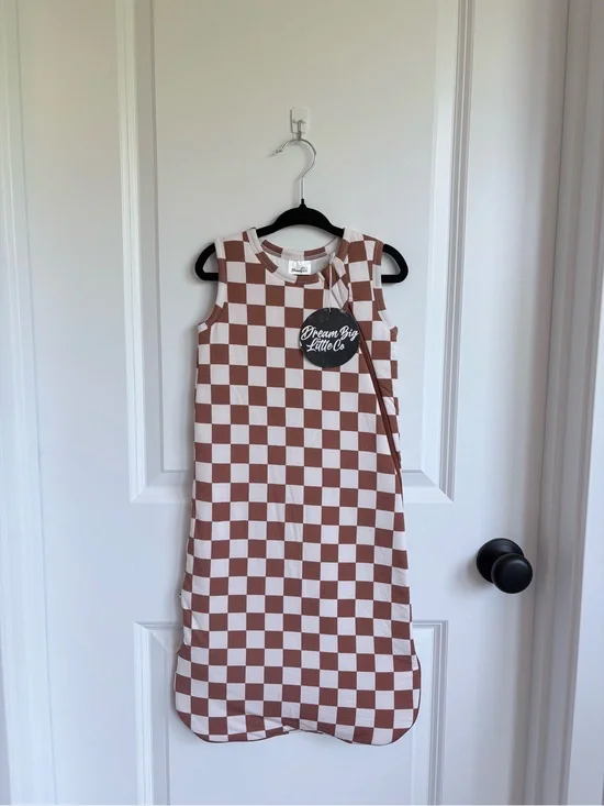 🏁Dream Big Little Co Brown Checkered Bamboo Sleep Sack NWT