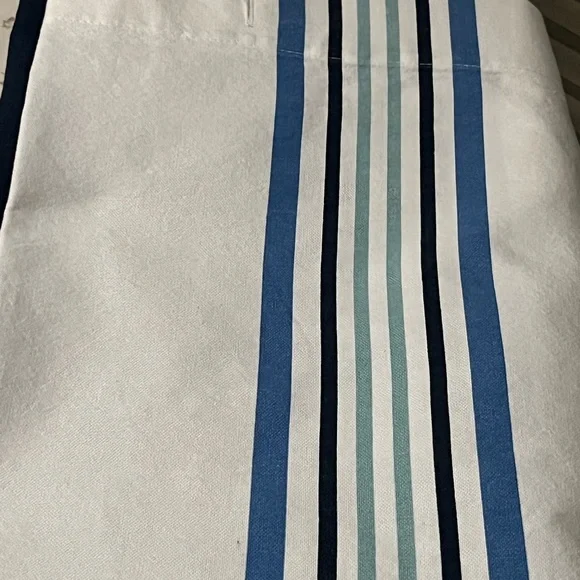 Kassatex White and Navy Striped Fabric shower curtain