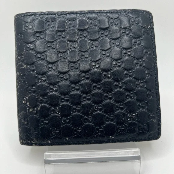 GUC Gucci Black Microguccissima Bifold Wallet