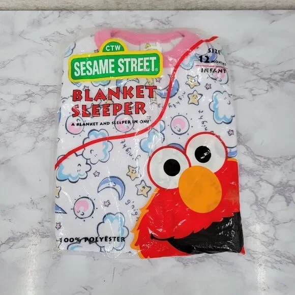Sesame Street Vintage Infant Pajamas  Blanket Sleeper Footed NEW 90s