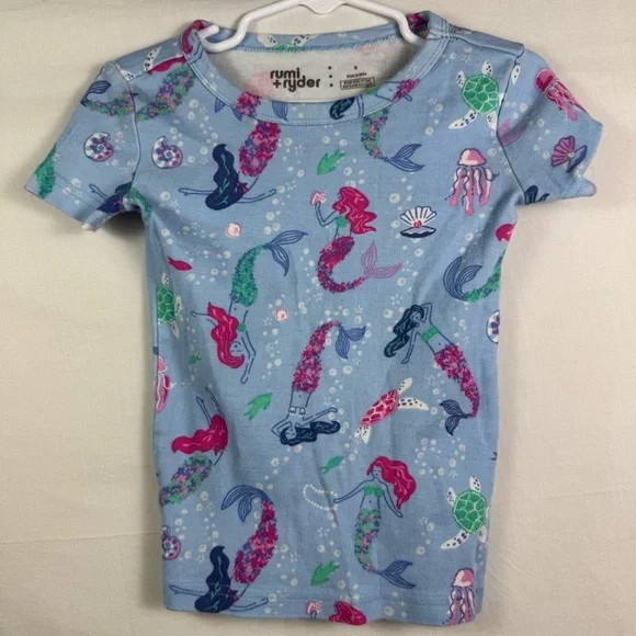 Rumi & Ryder Blue Mermaid Patterned Shirt Girls Size S