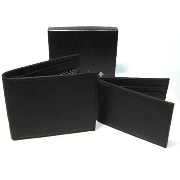 Mens CONVERTIBLE BILLFOLD + PASSCASE WALLET Buxton Black Faux Leather RFID NEW