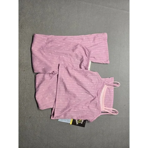 Art Class Girls Purple Polka Dot Ribbed 2-Piece Pajama Set Camisole Pants M 8