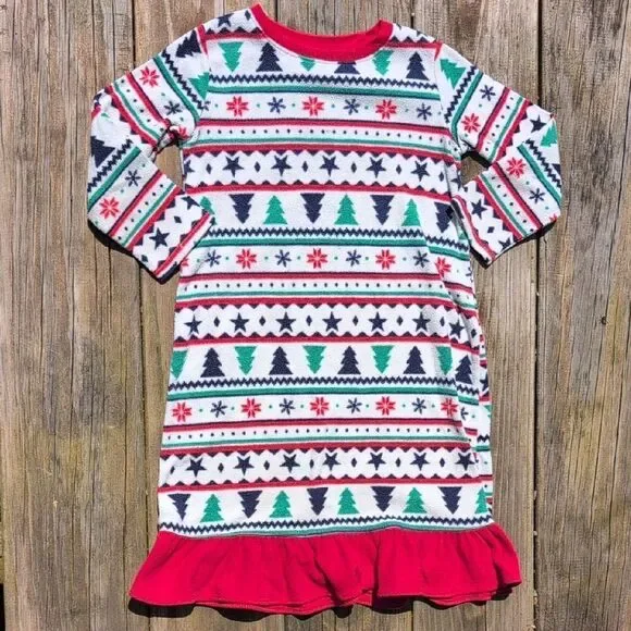 Jammies For Your Families Girls 3T Fleece Christmas Holiday Night Gown