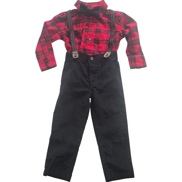 New Carter's Boys‎ 2T Pants Button Up Tie Outfit Holiday Christmas