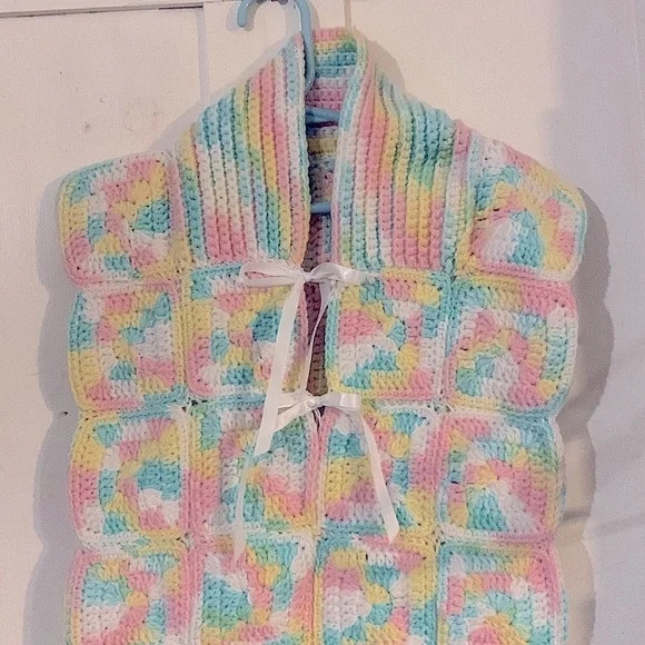 OOAK Hand-crafted infant sleep sack in pastel granny squares