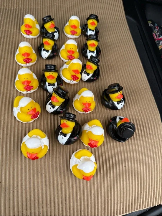 Yellow Bride and Groom Rubber Duck Cake Toppers - Wedding Party Decorations