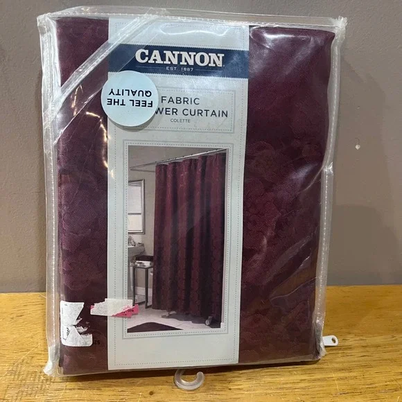Vtg Cannon Colette Fabric Shower Curtain Burgundy Damask Floral 70x72 New Sears