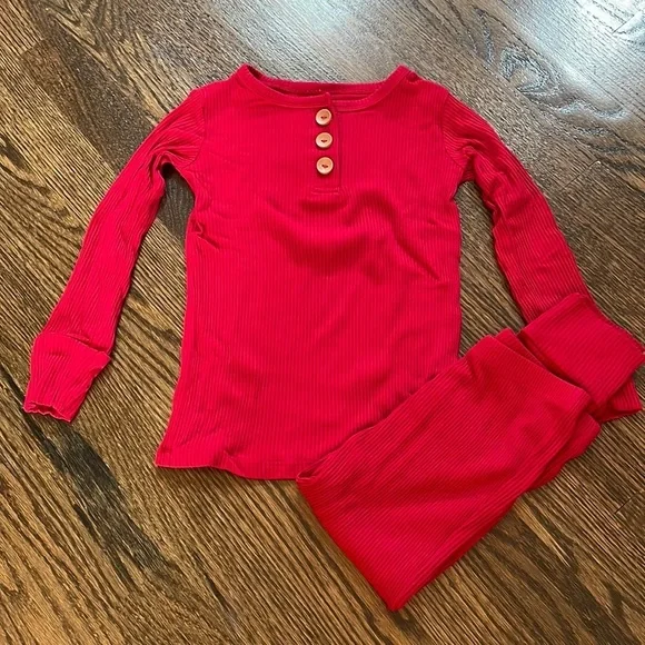 Posh Peanut Crimson Ribbed Pajamas