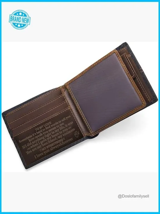 Slim RFID Blocking Leather Wallet Minimalist Bifold Personalized Gift for Men