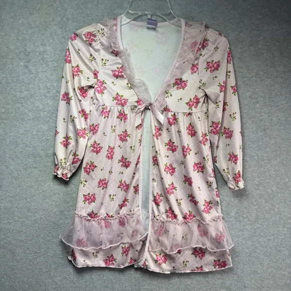 Dollie & Me Robe Girls Size 7 Nightgown Pajama Dress Ruffles Flowers Floral Bow