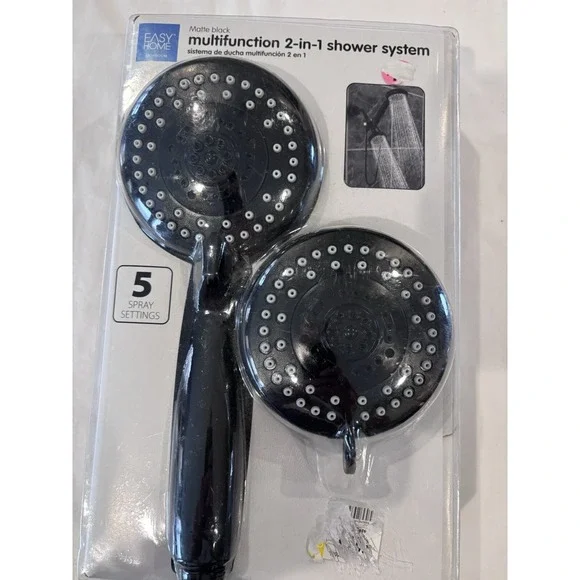 Easy Home Bathroom Matt Black‎ Multifunction Two In One Shower System Brand New