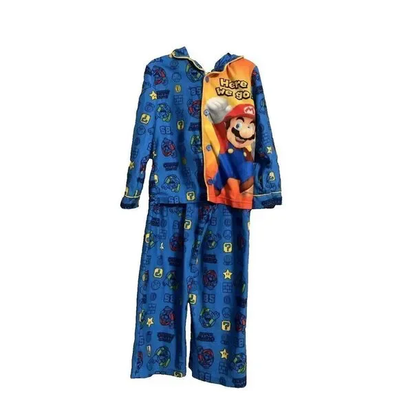KOMAR KIDS Super Mario Size 4 BOYS BLUE FLANNEL 2-PIECE PJ SET