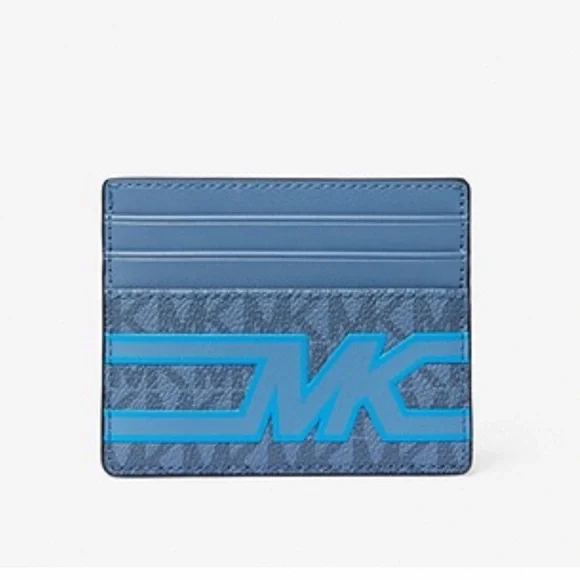 Michael Kors Cooper Graphic Logo Tall Card Case Denim Multi 36S3LCOD2B  NWT