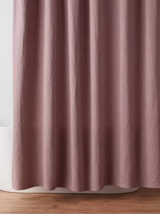 Oversized Waffle Weave Shower Curtain ~ Ash Rose Mauve - Target Threshold