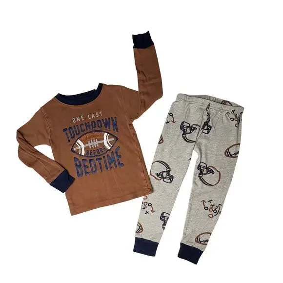 Carter's Football Touchdown‎ Brown Pajama Pants Set 3T Toddler NFL Team Sports