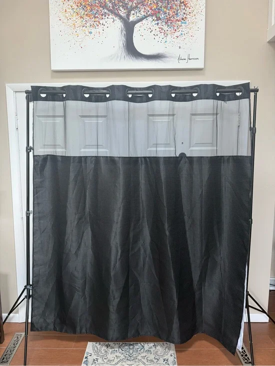 No Hook -Sheer Top Shower Curtain Many Colors Available - Bundle for Discounts