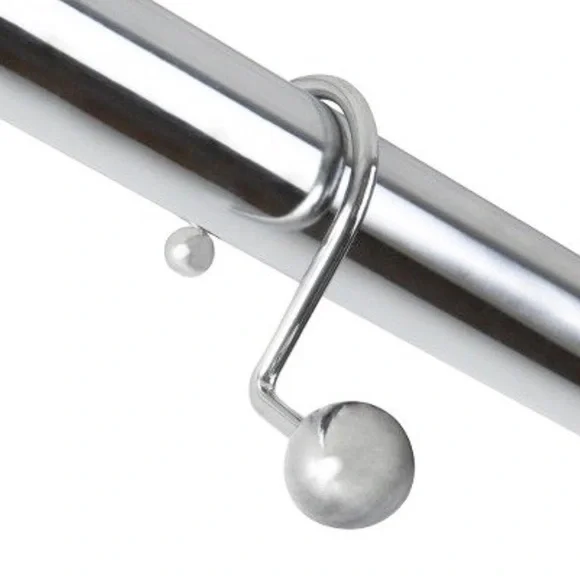 Shower Curtain Hooks, Metal Ball with nickel finish.