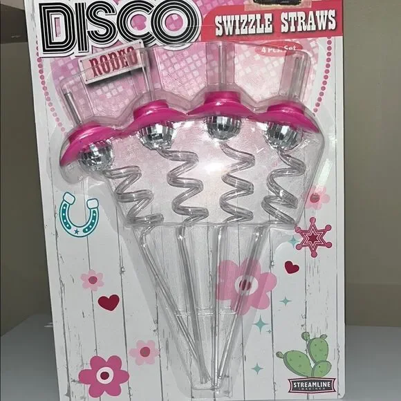 Pink and Silver Disco Swizzle Straws