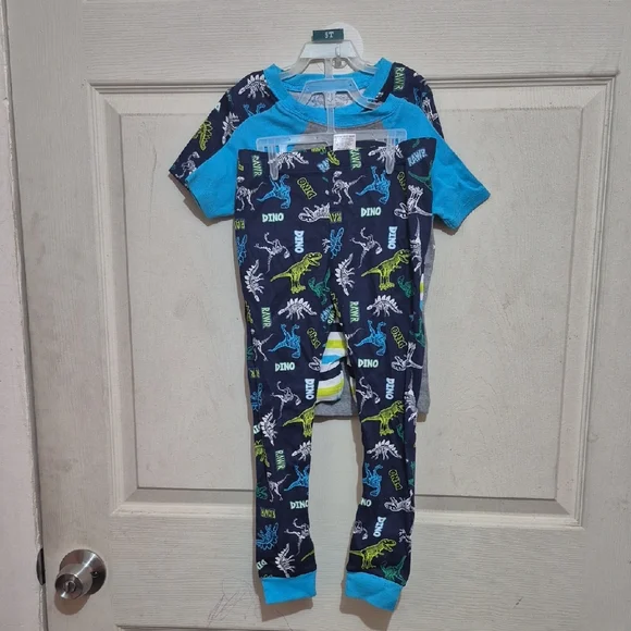 Kids Dinosaur Pajama Set - Blue and Gray