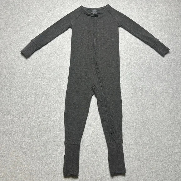 LITTLE SLEEPIES Pajamas 2T Gray One Piece Convertible Footie Full Zip