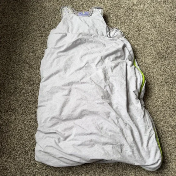 Nini & Pumpkin Moonbird Baby Sleep Sack Grey Lime Green Cotton Wearable Blanket