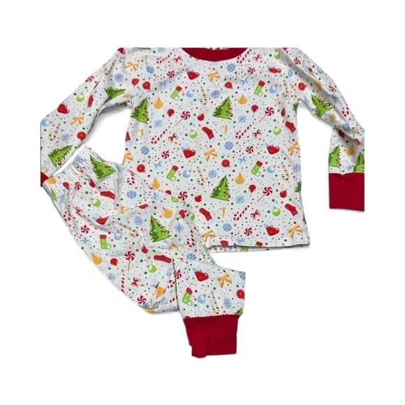The Oaks Holiday Kids Pajama Set with Red and Green Accents