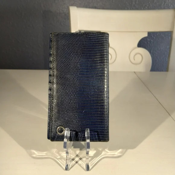 Authentic Blue Bvlgari Unisex Long Leather Wallet Made In Italy with COA