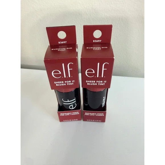 e.l.f. Sheer For It Blush Tint Women 0.22oz Burgun-Did That 2pk Makeup NWT