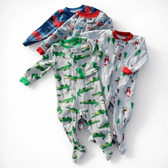 Carter’s Boys 4-Piece Fleece Footie Pajama Set Size 2T Bundle