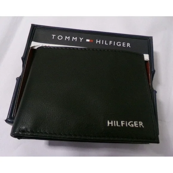 NIB‎ Tommy Hilfiger Men's Bifold Leather Wallet~BLACK