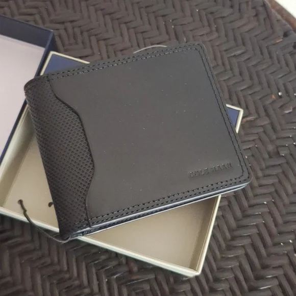 Cole Haan Leather Wallet Black Mens Classic Gift New in Box