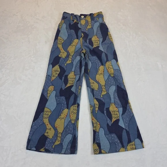 Vintage Kids Winnie‎ The Pooh Pants Kids 6X Disney Sears 70's 80's Flare Leg