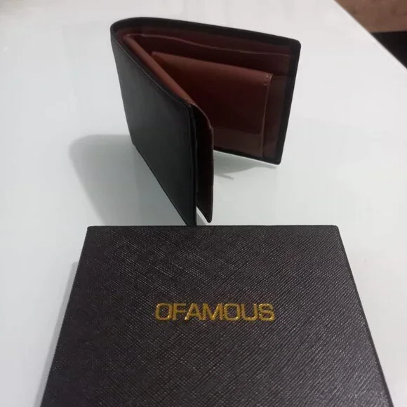 Men's Leather Wallet with Coin Pocket Flip Up ID Window RFID