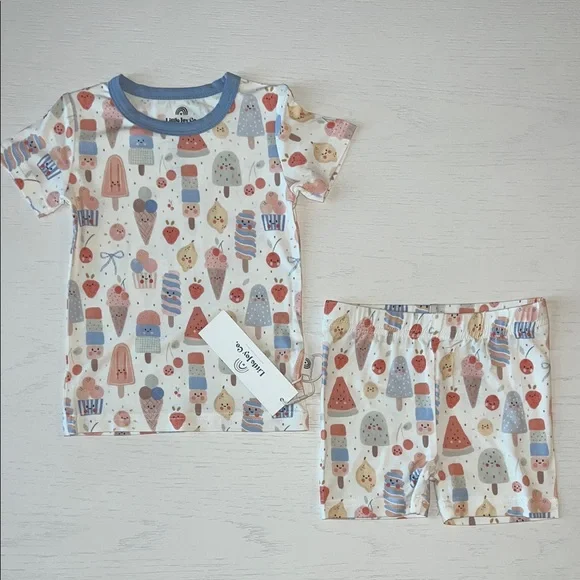 Little Joy Co Popsicle Bows Bamboo Shorts Pajama Set 12-24 months 2T 3T 5 6