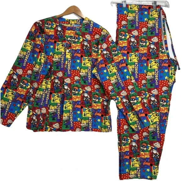 VTG Rugrats Lounge Pajama Pants Sz Medium   Set‎ drawstring's  See Measurements