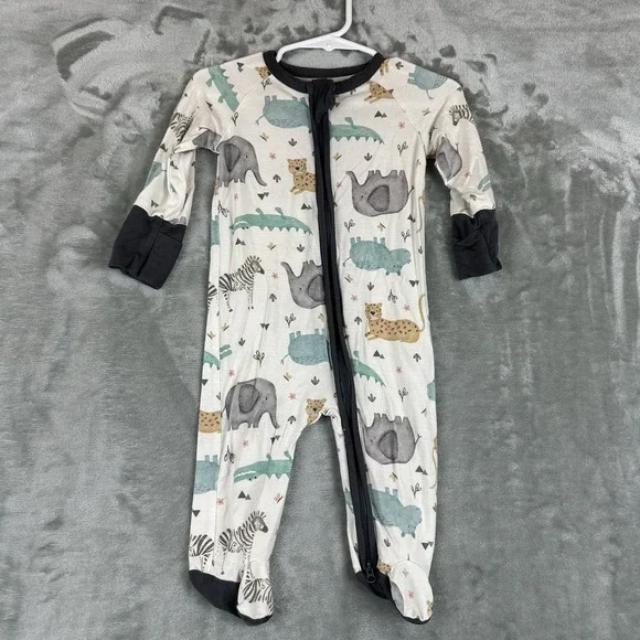 Aablexema Romper Footed Sleeper Pajamas 3-6 Months Jungle Flowers Bamboo Blend