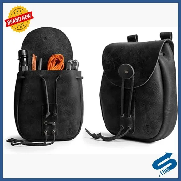 Full Grain Leather Handmade Secure Pouch for Money Valuables Coins