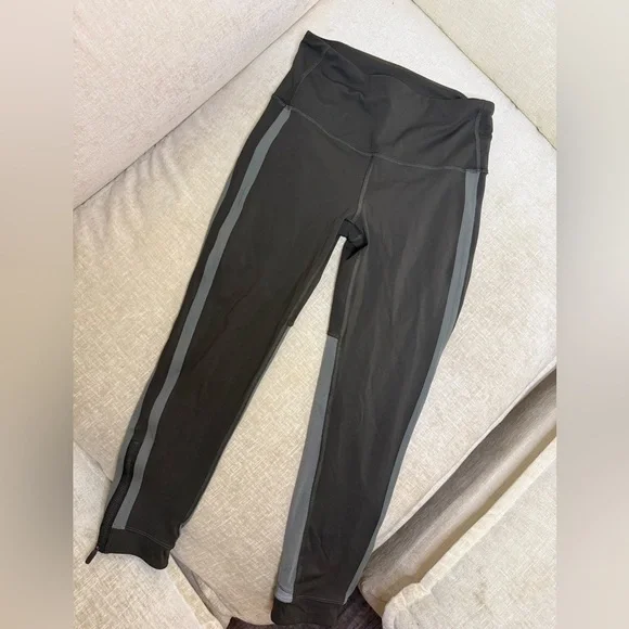 lululemon athletica Olive Green & Sheer Zip Leggings