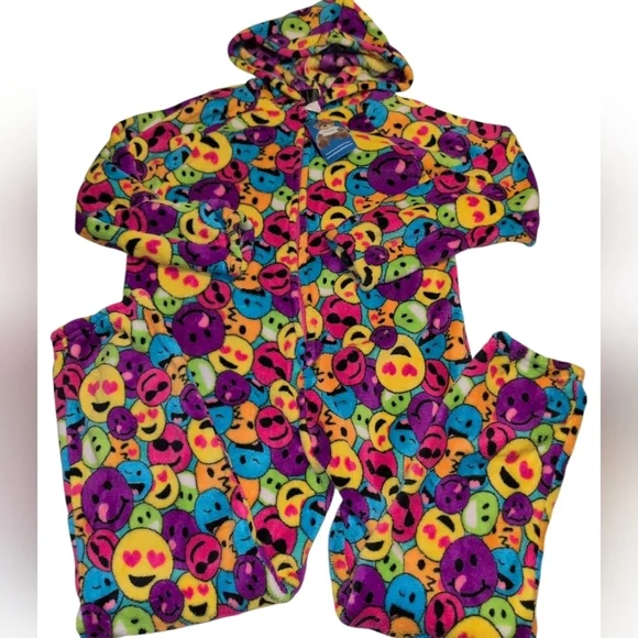 Bright Emoji Hooded Fleece Onesie