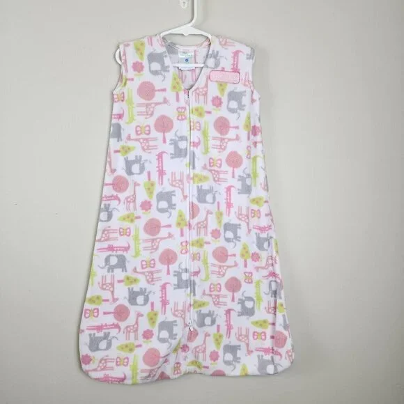Halo sz M sleepsack sleeping bag fleece pink gray animals Elephant Giraffe