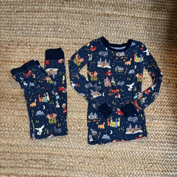 Little Sleepies Navy Pajama Set with Whimsical Print