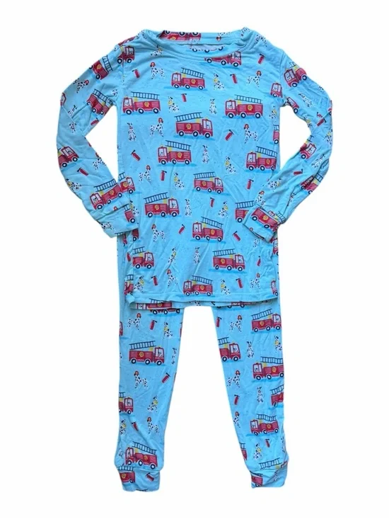RuggedButts Blue Fire Truck Pajama Set 3T Kids Soft Stretch Sleepwear Cozy