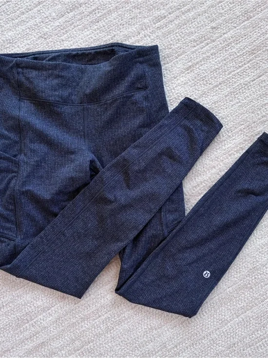lululemon athletica women's dark gray ribbed leggings size 6
