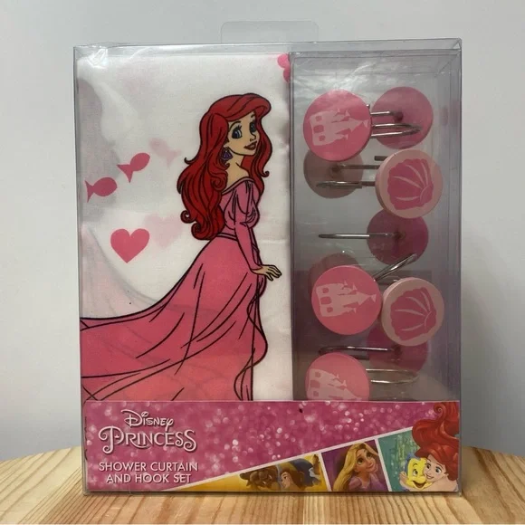 Disney Princess Pink Shower Curtain and Hook Set (New in package)