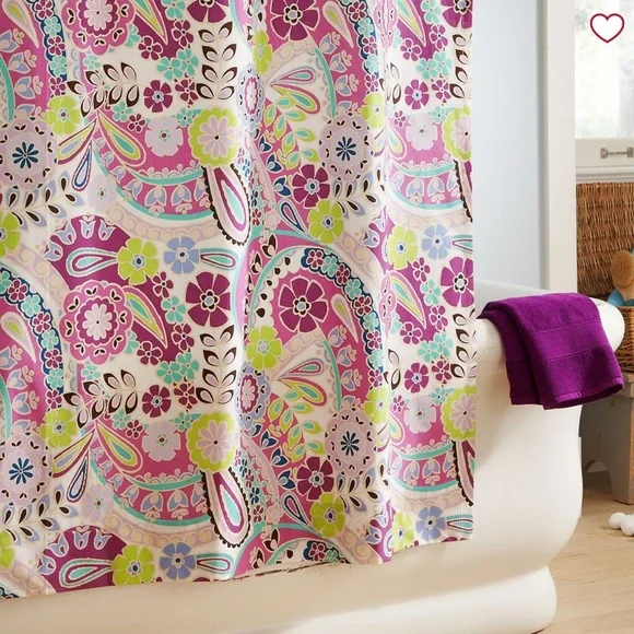 Pottery Barn Teen Purple Pop Paisley Shower Curtain