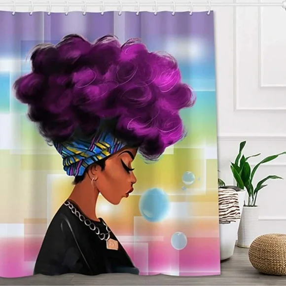 Afro Black Women Watercolor  Shower Curtain